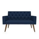 Ver imagem 1 de Estilo na Recepção Kit Namoradeira + 2 Poltronas Capitonê Azul-marinho