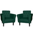 Ver imagem 1 de Kit 2 Poltronas Decorativa Classic Suede Verde Pés Madeira Mz Decor