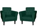 Ver imagem 1 de Kit 2 Poltronas Decorativa Classic Suede Verde Pés Madeira Mz Decor