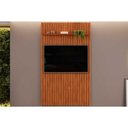 Ver imagem 1 de Painel Quarto P/ Tv até 55 Pol Pratic Ripado C/ 1 Prateleira 143x240cm Freijo - Dj Móveis