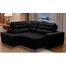 Sofá de Canto Retrátil e Reclinável com Molas 2,50x2,00 Esq Virginia Suede Preto Adonai - 1