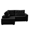 Sofá de Canto Retrátil e Reclinável com Molas 2,50x2,00 Esq Virginia Suede Preto Adonai - 7