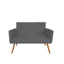 Ver imagem 2 de Namoradeira Decorativa Nina Capitonê Suede Cinza 2 Lugares Pés Madeira Ms Decor