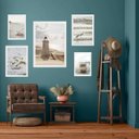 Ver imagem 1 de Kit 5 Quadros Praia Soft - Farol:madeira Branca