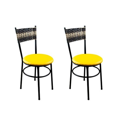 2 Cadeiras Pretas para Cozinha Viena Cappuccino Premium:Amarelo