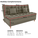 Ver imagem 4 de Sofa Cama 2 Lugares 185 Cm Duda Veludo Maserati Marrom Claro Milani Store