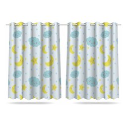 Kit Cortina + 3 Capas Almofadas Infantil Nuvem Azul Mod 05 - 4