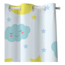 Kit Cortina + 3 Capas Almofadas Infantil Nuvem Azul Mod 05 - 3