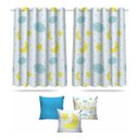 Ver imagem 1 de Kit Cortina + 3 Capas Almofadas Infantil Nuvem Azul Mod 05