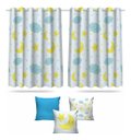 Ver imagem 1 de Kit Cortina + 3 Capas Almofadas Infantil Nuvem Azul Mod 05