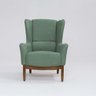 Poltrona Decorativa Milena Base Madeira Linho Verde Sálvia - 1