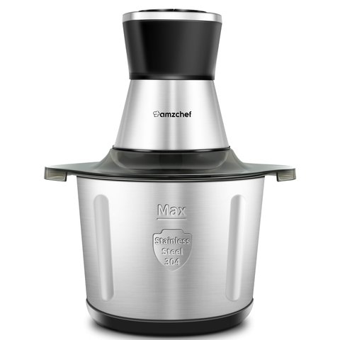 Amzchef Processador de Alimentos Elétrico 500w com Tigela de Aço (12 Copos)