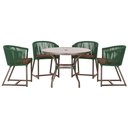 Ver imagem 1 de Mesa com 4 Cadeiras de Jantar Roma 100cm e Noronha em Aluminío Marrom Corda Nautica Estofado 9 Trama