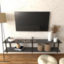Ver imagem 2 de Rack Prateleira Industrial Estante Tv Sala Suspeso Retro Moderno Simples Pequeno 55 Preto
