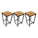 Ver imagem 1 de 3 Tamborete Indust Quadrado Assento Madeira Natural 72,5cm Acabamento da Estrutura Pintura Cor Preto