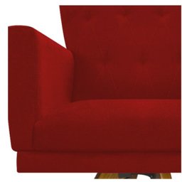 kit 03 Poltronas Dália Base Giratória de Madeira Suede Vermelho - Doce Sonho Móveis - 6