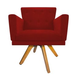 kit 03 Poltronas Dália Base Giratória de Madeira Suede Vermelho - Doce Sonho Móveis - 2