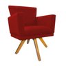 kit 03 Poltronas Dália Base Giratória de Madeira Suede Vermelho - Doce Sonho Móveis - 3