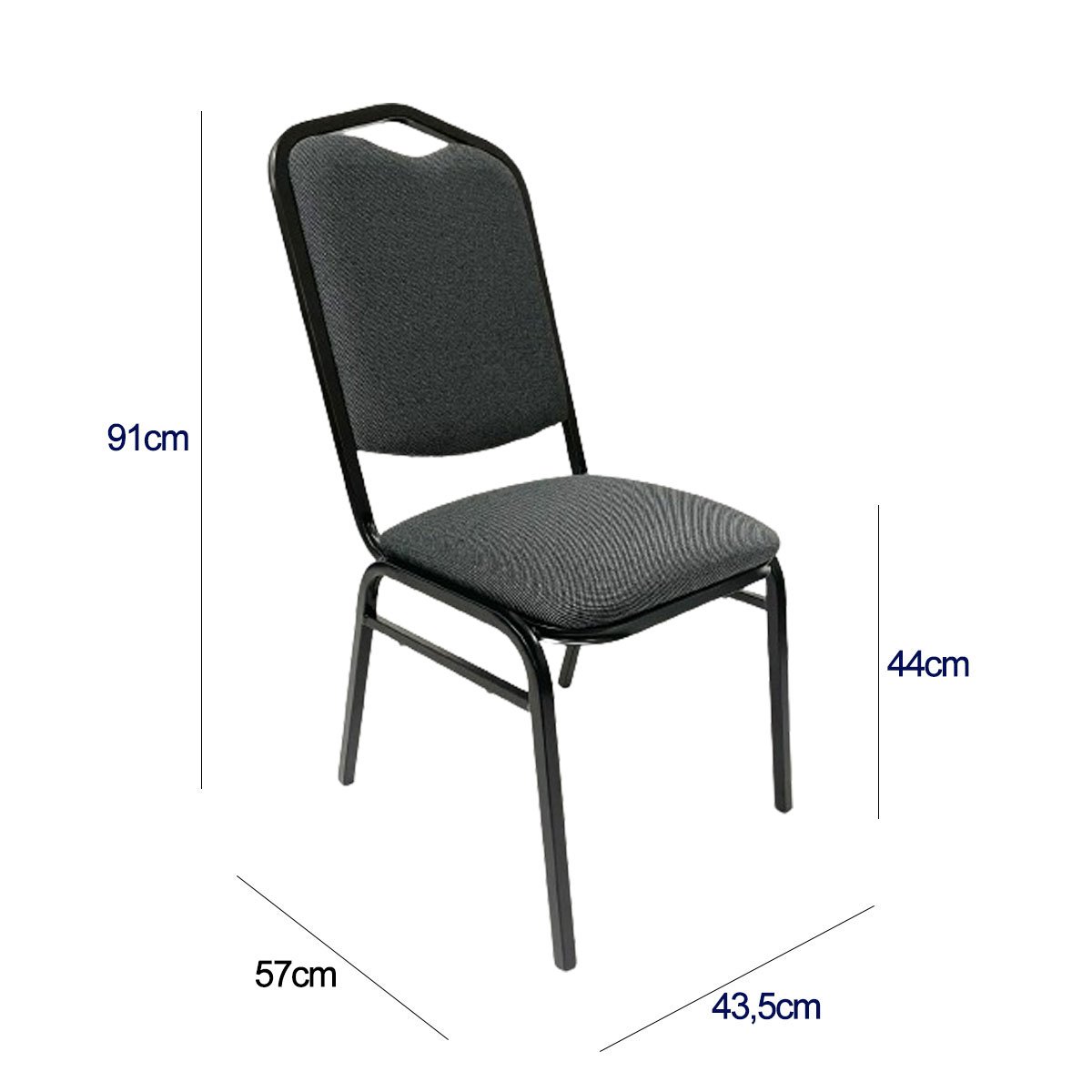 Cadeira para Hotel ou Eventos com Reforço Empilhável Cor Cinza Preto Kit 4 Unidades Poltronas do Sul - 6