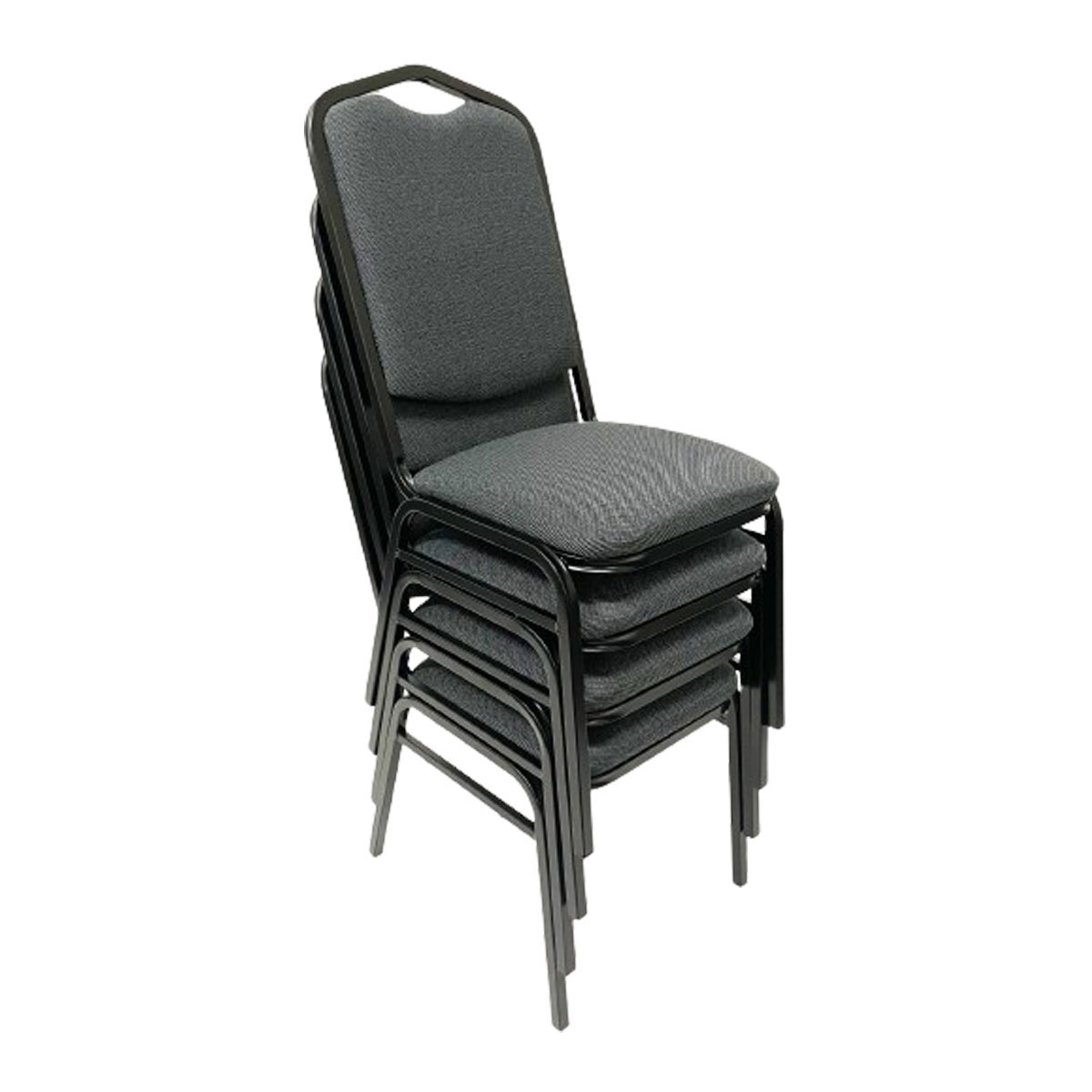 Cadeira para Hotel ou Eventos com Reforço Empilhável Cor Cinza Preto Kit 4 Unidades Poltronas do Sul