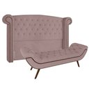 Ver imagem 1 de Kit Cabeceira Estofada Box King Valencia e Recamier Veneza 195 Cm Tca 949 - Veludo Rose
