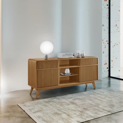 Aparador Buffet com 2 Portas 2 Gavetas e Nichos Retrô 165cm Multimóveis Crljm-APA003 - Cinamomo