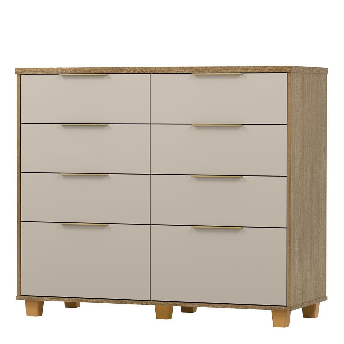 Cômoda Grande para Quarto 8 Gavetas Density Nature/fendi