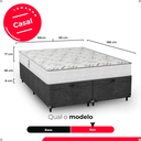 Ver imagem 3 de Cama Box Baú Casal Bipartido Suede Cinza + Colchão D33 One Face Branco- e-Shop Casa