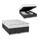 Ver imagem 1 de Cama Box Baú Casal Bipartido Suede Cinza + Colchão D33 One Face Branco- e-Shop Casa