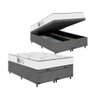 Baú Casal Bipartido Suede Cinza + Colchão D33 One Face Branco- E-shop Casa - 1