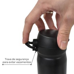 Garrafa Térmica Esportiva Parede Dupla Aço Inox Preto 410ml - Lyor - 4