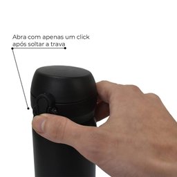 Garrafa Térmica Esportiva Parede Dupla Aço Inox Preto 410ml - Lyor - 5