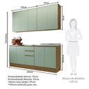Ver imagem 4 de Cozinha Compacta 4 Pçs Tampo 200cm Slim Luciane Móveis Freijó-verde Jade