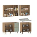 Ver imagem 3 de Cozinha Compacta 4 Pçs Tampo 200cm Slim Luciane Móveis Freijó-verde Jade