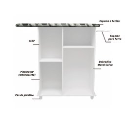 Tábua de Passar Roupa com Gabinete Florence Notável Branco - 4