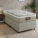 Ver imagem 2 de Cama Box Solteiro Cristal Molas Ensacadas 88x188x61cm Bege