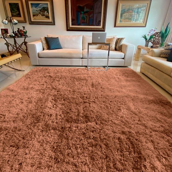 Tapete Felpudo Sala Quarto e Escritório Antiderrapante Fofo Casa Dona 100x140cm Caramelo - 2