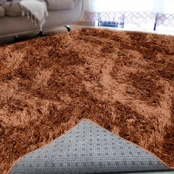 Tapete Felpudo Sala Quarto e Escritório Antiderrapante Fofo Casa Dona 100x140cm Caramelo - 4