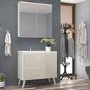 Ver imagem 1 de Gabinete de Banheiro 90cm com Lavatório e Armário Ref 910 Cewal - Branco/arenito
