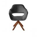 Ver imagem 1 de Poltrona Zara Giratória Base de Madeira Veludo Cinza 220 Bella Decor