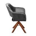 Ver imagem 4 de Poltrona Zara Giratória Base de Madeira Veludo Cinza 220 Bella Decor