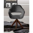 Ver imagem 2 de Poltrona Zara Giratória Base de Madeira Veludo Cinza 220 Bella Decor