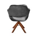 Ver imagem 6 de Poltrona Zara Giratória Base de Madeira Veludo Cinza 220 Bella Decor