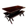 Conjunto Mesa 2m e 2 Bancos Sem Encosto Madeira Maciça Eucalipto Escuro - 3