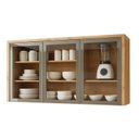 Ver imagem 2 de Armário Aéreo para Cozinha 3 Portas de Vidro 120cm Nobre Marrom/Cinamomo/Cinza