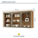 Ver imagem 3 de Armário Aéreo para Cozinha 3 Portas de Vidro 120cm Nobre Marrom/Cinamomo/Cinza