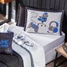 Jogo de Cama Game Streamer Branco-azul Solteiro 03 Peças Percal 200 Fios - 2
