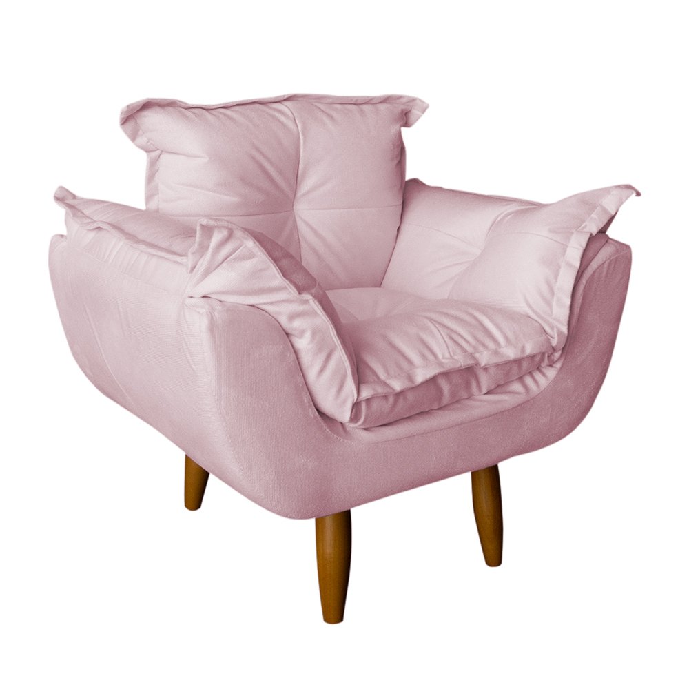 Poltrona Opala Infantil Decorativa Mini Sofá para Criança Suede Rosa Bebê - Ninho Decor - 2