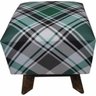 Banquinho Estofado Puff De Madeira Tecido Xadrez - 1
