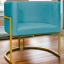 Ver imagem 7 de Poltrona Decorativa Recepção Luna Suede Cores Base de Ferro Dourada - Azul-turquesa, Suede